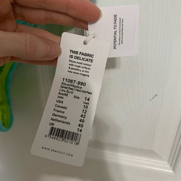 Seafolly NWT Slice Of Splice Deep V Neck One Piece Swimsuit Size 10 - Picture 8 of 10